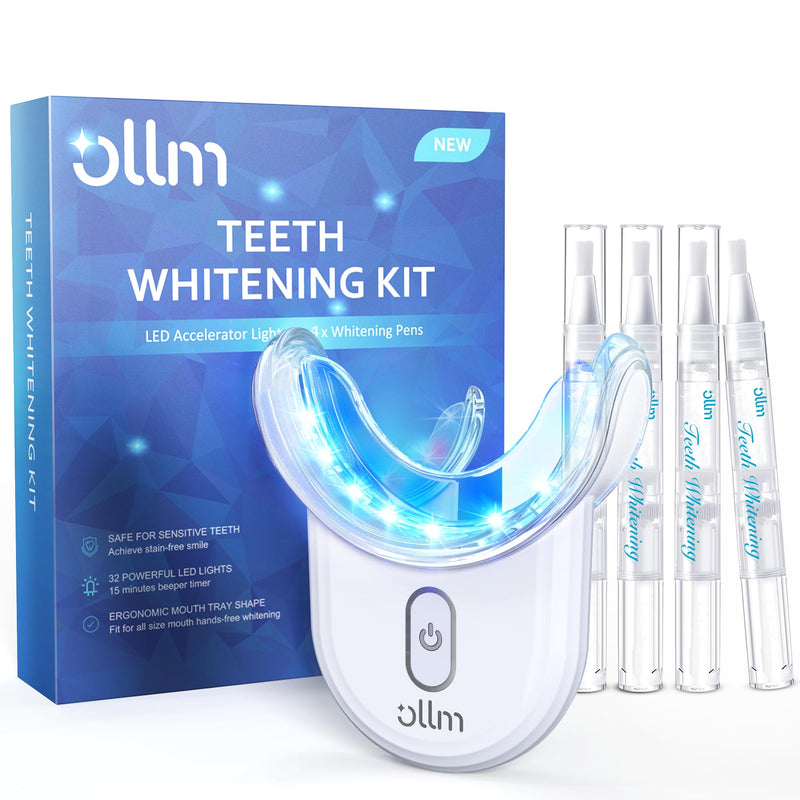 [Australia] - Teeth Whitening Kit with LED Light - White Sensitive Tooth 35% Carbamide Peroxide Gel Pen Dental Mouth Trays Whitener Professional Bright Brace Product System for Home Work Travel 