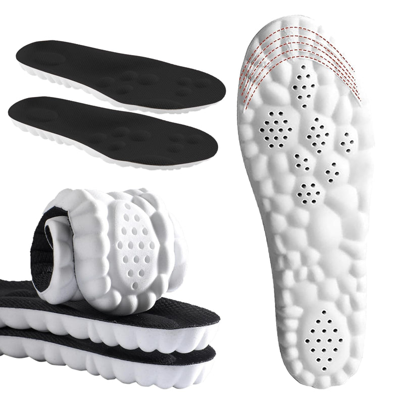 [Australia] - 4D Cloud Insoles for Men and Women Memory Foam Cloud Insoles Super Soft Anti-Fatigue, Shock Absorption, Relieve Foot Pain, (Black, Men: US 7-11) Black 