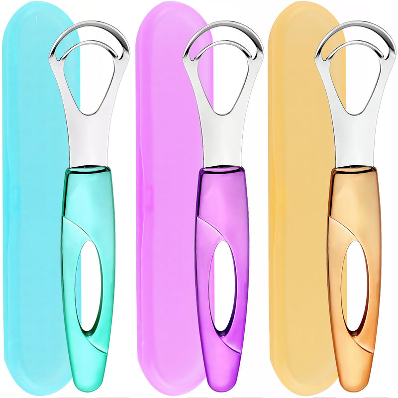 [Australia] - Tongue Cleaner, Tongue Scraper, Tongue Cleanser, Tongue Scraper, Tongue Scraper Cleaner, Helps Fight Bad Breath, Tongue Scrapers (Purple&Blue&Orange) Purple&Blue&Orange 