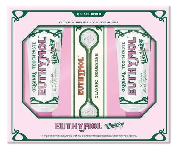 EUTHYMOL Whitening Toothpaste Gift Set | 3.7 oz*2 + Squeezer Set | Whitening Toothpaste, Squeezer set for Sensitive Gum & Teeth, Refreshing Breath, Cavity Prevention, Best Gift for Loved One