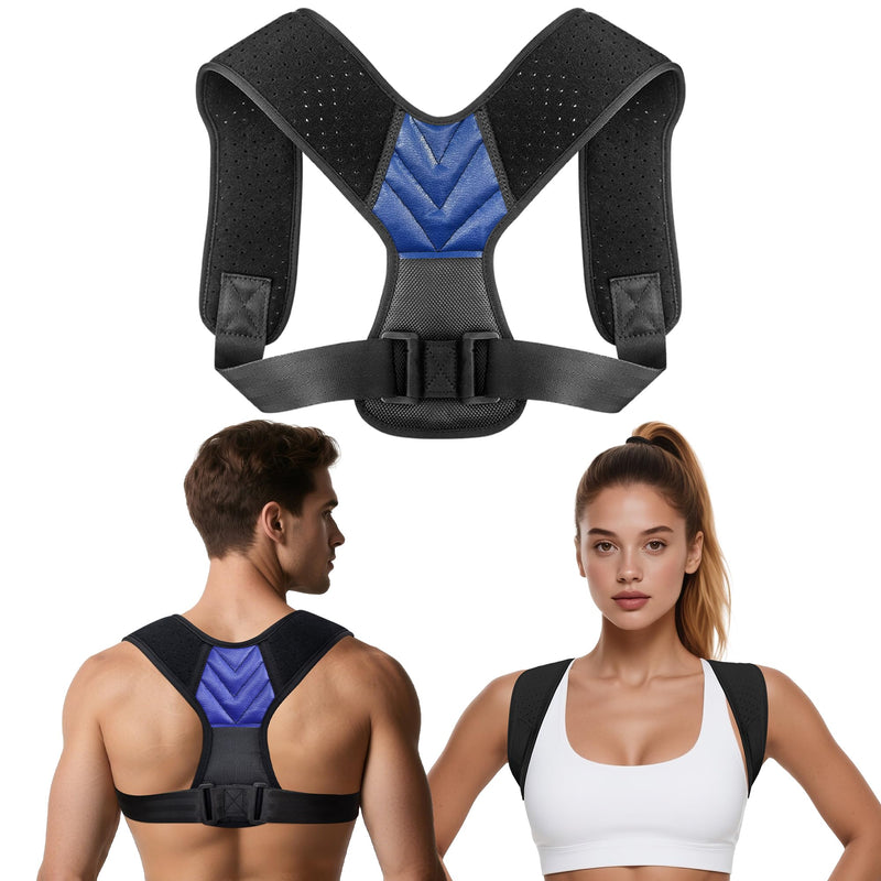 Back Posture Corrector for Men Women, Invisible Back Brace Shoulder Straightener for Neck Shoulder & Upper Back Pain Relief, (Chest Size 27"-38") Medium (Chest Size 27"-38") Blue 1