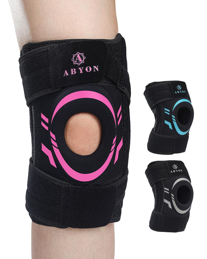 ABYON Knee Brace for Pain Relief, Meniscus Tear, Arthritis, ACL and Joint Support – Open Patella Dual Side Stabilizer Knee Support with Medical-Grade Compression for Men and Women - Please Check How To Size Video X-Large Black-Pink