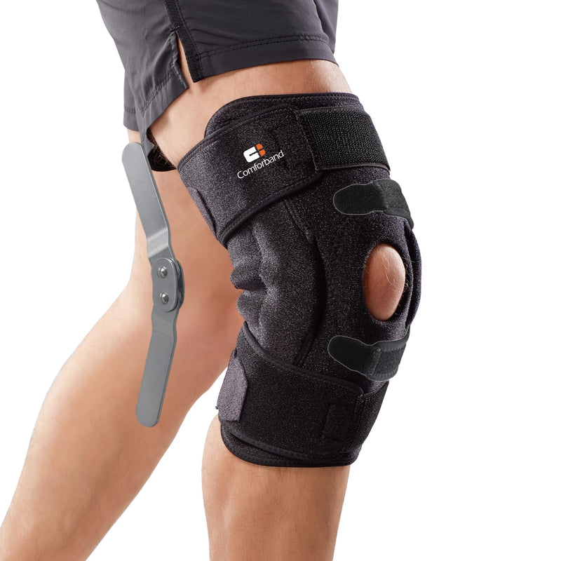 [Australia] - Adjustable Hinged Knee Brace, with Dual Side Polycentric Hinges – Stabilizing Knee Brace for ACL PCL MCL Ligament Injuries, Meniscus Tear, Arthritis, Surgery Recovery (L/XL) L/XL 