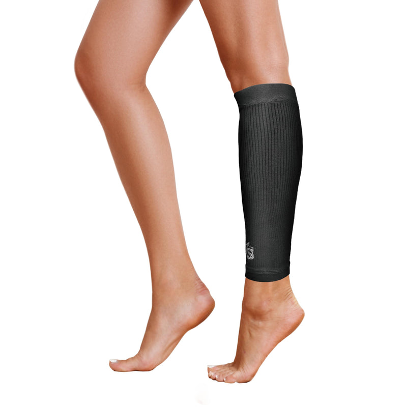 [Australia] - Vital Salveo Calf Compression Sleeve – Graphene Fabric Leg Support for Sports, Travel & Daily Use – Men & Women (1PC) Medium Black 