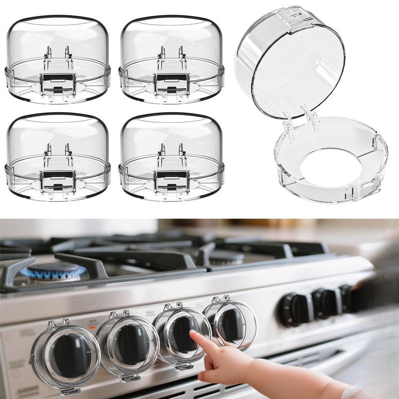 [Australia] - Stove knob Safety Covers for Child Upgraded Unlock Universal Size with Adult Two-Finger, Dual-Key Press Gas Stove Knob Locks Water Resistant Oil Resistant and High Temperature ResistantÔºà5 PackÔºâ 5 White 