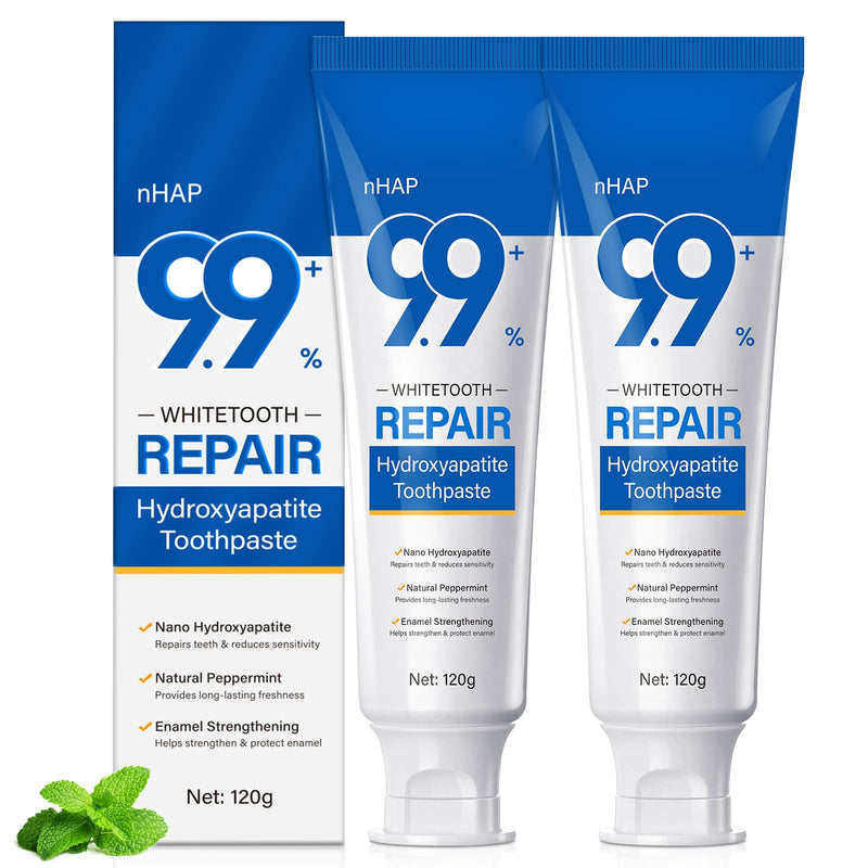 [Australia] - Hydroxyapatite Toothpaste for Enamel Protection and Tooth Strengthening - 9.9% Hidroxiapatita Toothpaste for Sensitive Teeth to Repair, Fluoride-Free Dental Care with Natural Mint (240g) 4.23 Fl Oz (Pack of 2) 