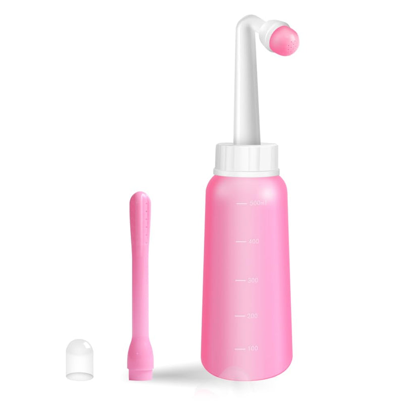 [Australia] - Peri Bottle Vaginal Douche- Postpartum and Perineal CareÔºåMulti-Functional Douche Bottle for Women, 2IN1 Short Punch+Long Punch, 500ml, Pink 