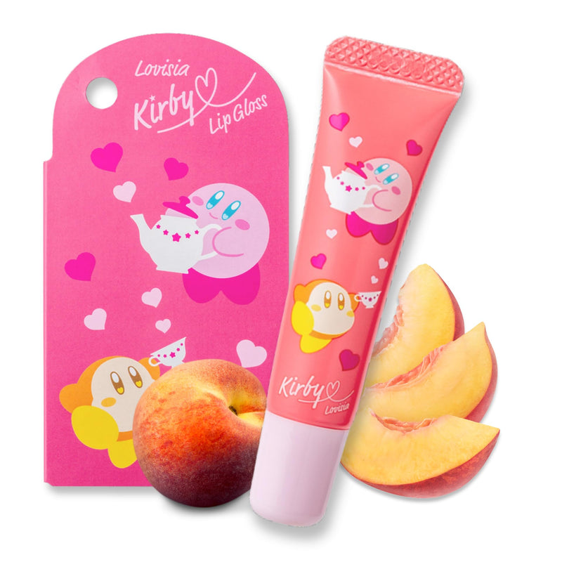 Kirby Peach Lip Gloss for Girls, Hydrating Lip Gloss for Women with Tea Leaf, Rose& Star Fruit Extract & Vitamin E, Cute Lip Oil, Lip Balm & Lip Moisturizer Made in Japan, Peach Tea 1