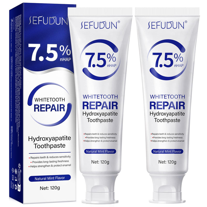 Hydroxyapatite Toothpaste 7.5% - Enamel Repair & Remineralization, Fluoride-Free for Sensitive Teeth, Fresh Breath - Natural Mint Flavor Nano Hydroxyapatite Toothpaste for Adults & Kids, 120g 2