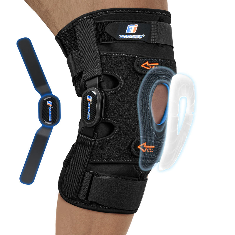 [Australia] - Hinged Knee Brace for Meniscus Tear, Knee Brace for Women and Men with Removable Side Stabilizers and Patella Gel Pad, Knee Support for Knee Pain , ACL, MCL, PCL, Arthritis, Injury or Surgery Recovery Black Large 