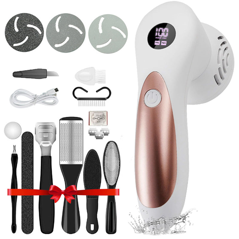 [Australia] - Electric Feet Foot Callus Remover Equipped with A Vacuum System Foot Scrubber 17 in 1 Professional Foot Care Tool Ipx6 Waterproof Rating for Removing Hard Cracks Dryness and Dead Skin (White) White 