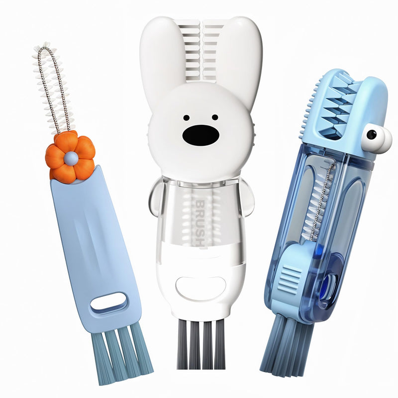 [Australia] - Cup Lid Cleaning Brush, 3 in 1 Cup Cleaner Brush New Multifunctional Lid Cleaner Lid Brush Cleaning Tool Multipurpose Bottle Gap Cleaner Brush Blue 