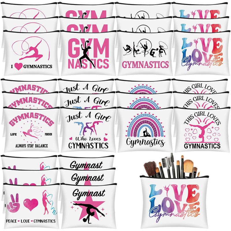 Kacctyen 30 Pcs Gymnastics Makeup Bag Inspirational Gymnastics Lover Gifts for Women Gymnast Cosmetic Bag Gymnast Stuff for Women Girls Coach Friend Coworker Birthday Party Favors