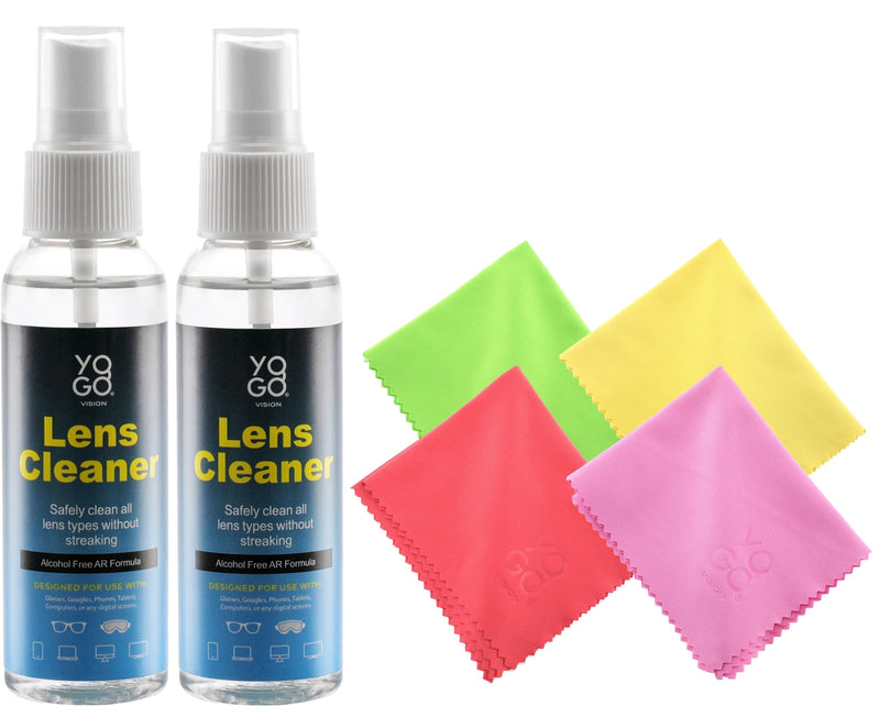 [Australia] - Lens Cleaner Spray 2 Eyeglass Cleaner Bottels, with 4 Microfiber Cloths Kit Ammonia and Streak Free Safe for Eyewear and Electronics 6 Piece Set 