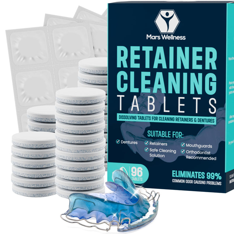 [Australia] - Mars Wellness Retainer Cleaner Tablets - 96 Count Denture Cleaning Tablets, Mouthguard Cleaner, Effectively Removes Odors and Stains, Fresh Oral Hygiene Solution 
