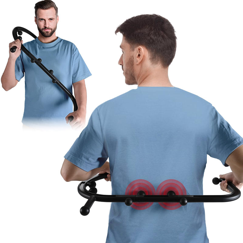 [Australia] - Trigger Point Massage Tool,Two Shapes Handheld Back and Neck Massager for Pain Relief,Muscle Release Tool Manual Massage Hook Back Neck Shoulder Massager Black - Gift for Women & Men 