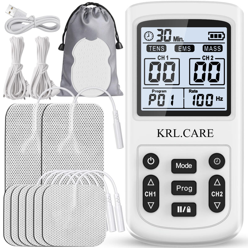 [Australia] - 3-in-1 TENS Unit Muscle Stimulator, EMS Massage Machine with 40 Intensities for Gradual Shoulder, Sciatica, Back Pain Relief, Muscle Recovery, 28 Modes Portable Dual Channel with 8 Electrodes Pads 