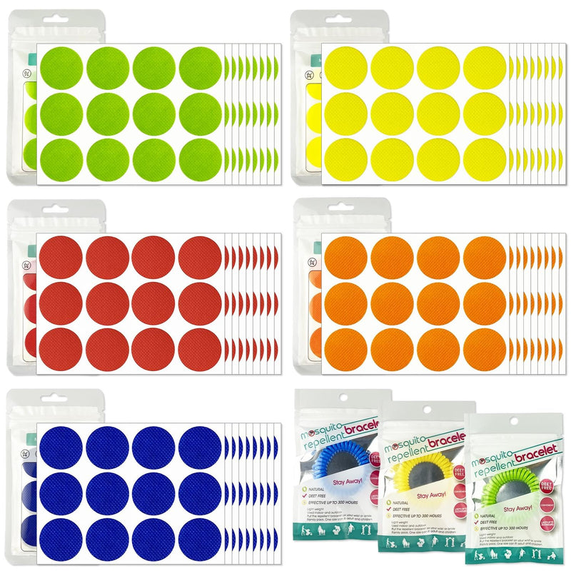 [Australia] - Mosquito Repellent Stickers 300 Pcs, DEET Free Mosquito Patches with 3 Pack Individually Wrapped Mosquito Repellent Bracelets for Kids and Adults Indoor Outdoor 