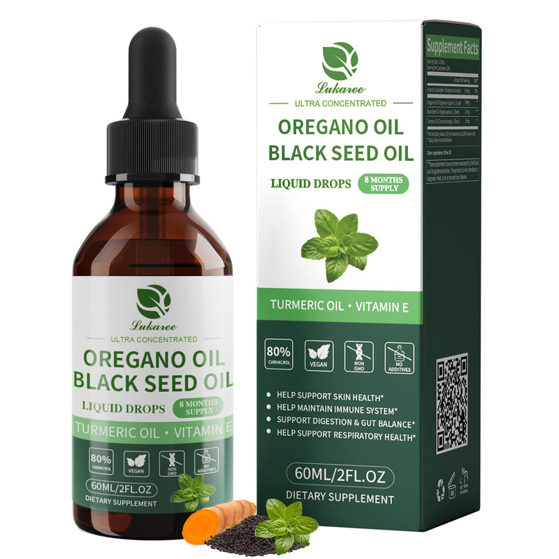 [Australia] - Oil of Oregano with Black Seed Oil, 4 in 1 Oregano Oil Drops with Turmeric Oil & Vitamin E, 80% Carvacrol, Immune, Respiratory, Digestive* ‚Äì Vegan, Sugar-Free, Non-GMO ‚Äì 8 Month Supply, 2 Fl Oz 2 Fl Oz (Pack of 1) 