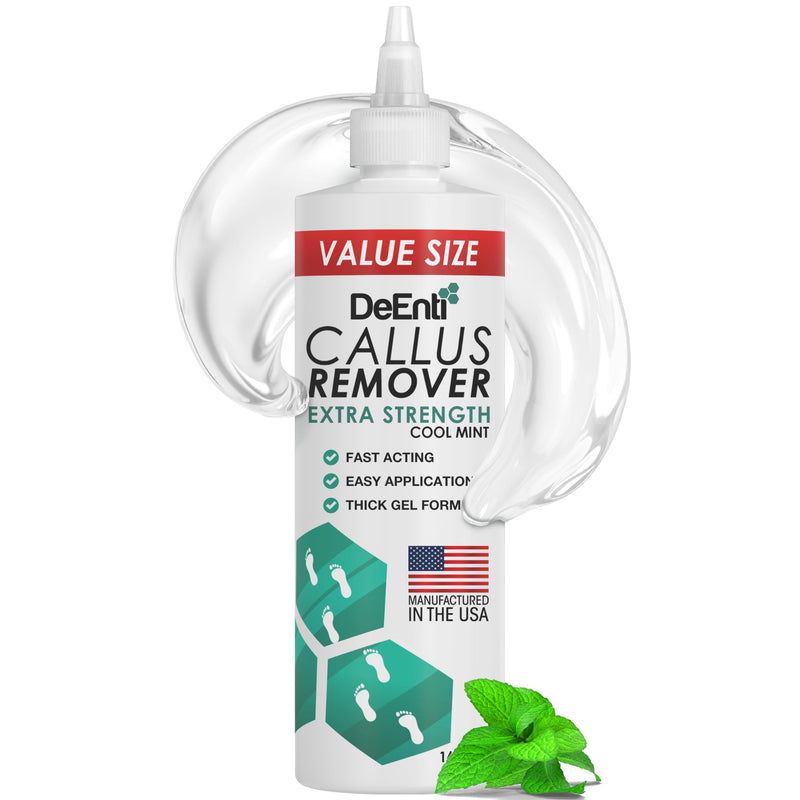 DeEnti Foot Callus Remover Gel, Dead Skin Remover for Feet, 16oz Cool Mint | Extra-strength Cool Mint callus remover gel melts dead, cracked skin for smooth heels, a salon-grade at-home pedicure formula 16 Fl Oz (Pack of 1)