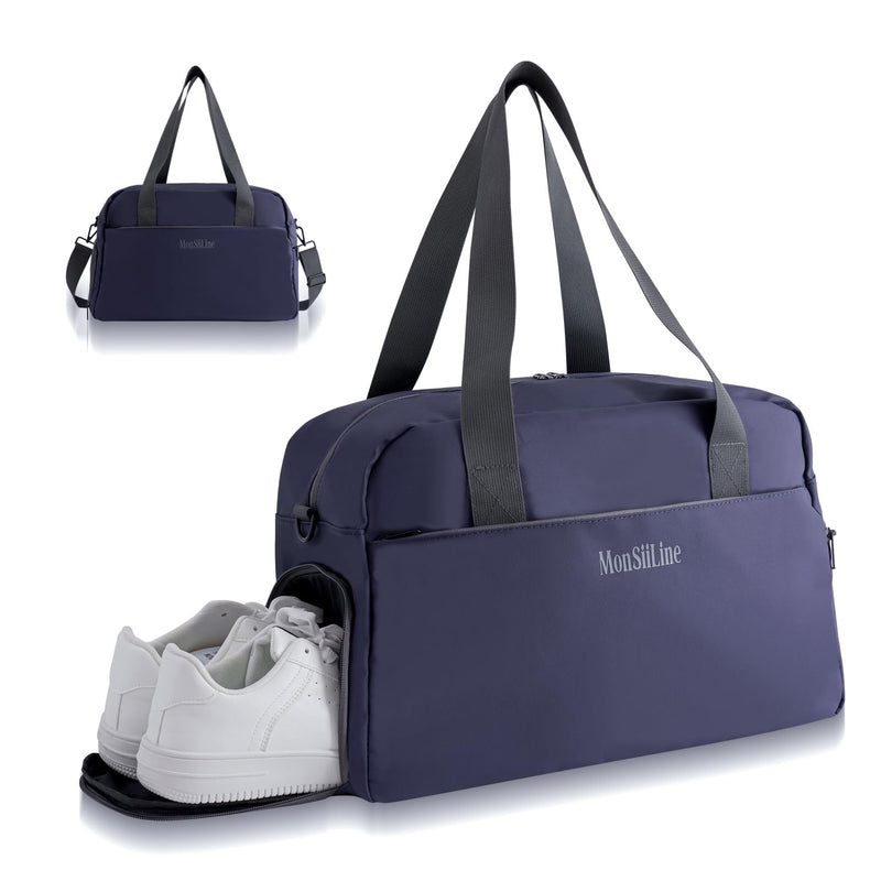 Gym Bag for Women Men with Shoe Compartment, Waterproof Small Duffle Bag for Travel, Sports, Weekend Lightweight Carry On Tote Bag (Blue) Blue