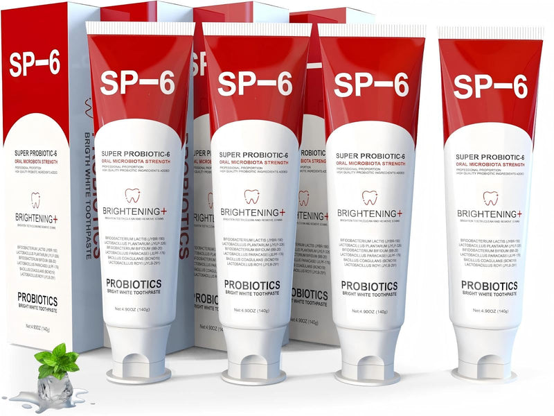 [Australia] - Sp-6 Probiotics Whitening Toothpaste, Sp-6 Ultra Whitening Toothpaste, Enhanced Formula with Enamel-Safe, Fluoride-Free, Fresh Breath Mint Flavor for Oral Health (4) 4 