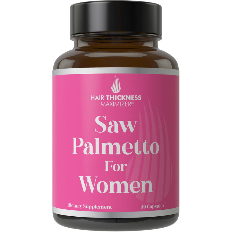 Hair Thickness Maximizer Saw Palmetto for Women with Biotin + Hair Vitamins | Zinc, Copper, Vitamin D. Women's Hair Growth Supplement. Clean, Non-GMO, Vegan, Standardized Saw Palmetto Capsules
