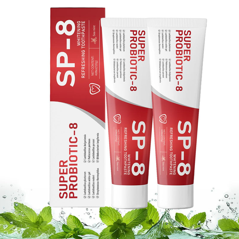 [Australia] - SP8 Probiotics Whitening Toothpaste, SP8 New Upgraded Fluoride-Free & Probiotic-Infused Formula, Ultra Fresh Mint for Deep Cleaning & Long-lasting Fresh Breath,4.23oz-2-Pack 