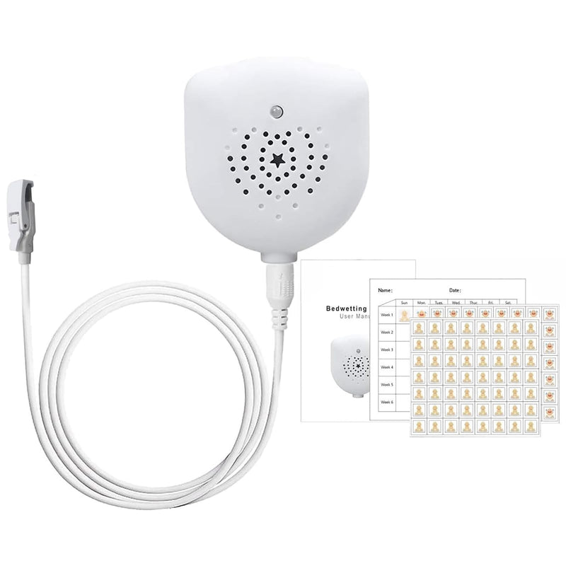 [Australia] - Bedwetting Alarm for Boys, Girls & Older Kids - 3-Mode Adjustable Volume Pee Alarm, Reusable Sensor with Vibration/Sound Combo, Potty Training Solution for Kids/Teens,USB Charging(White) White 