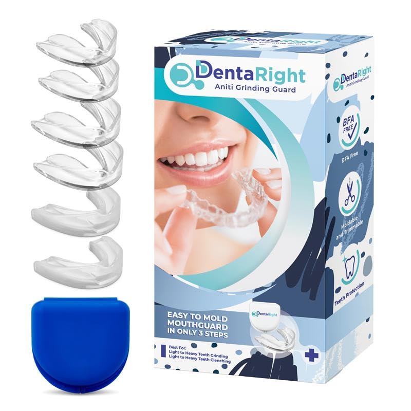 Custom-Fit Moldable Mouth Guard for Teeth Grinding and Clenching, Trimmable and Comfortable Fit - Pack of 6 in 3 Sizes for Kids, Teens, and Adults