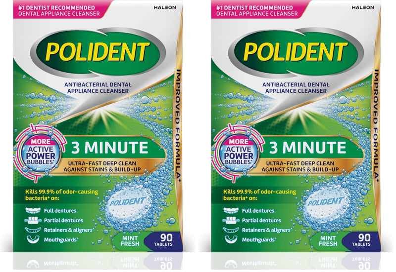 [Australia] - Polident 3 Minute Denture Cleanser Tablets - 90 count (Pack of 2) Pack of 2 