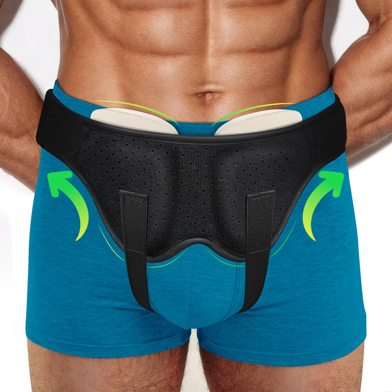 Poedist Hernia Support Belt for Men or Women for Double Inguinal or Other Hernias with Removable Pads, Adjustable Waist Belt for Abdominal Compression (Large 35.8-41.3 Inch) L