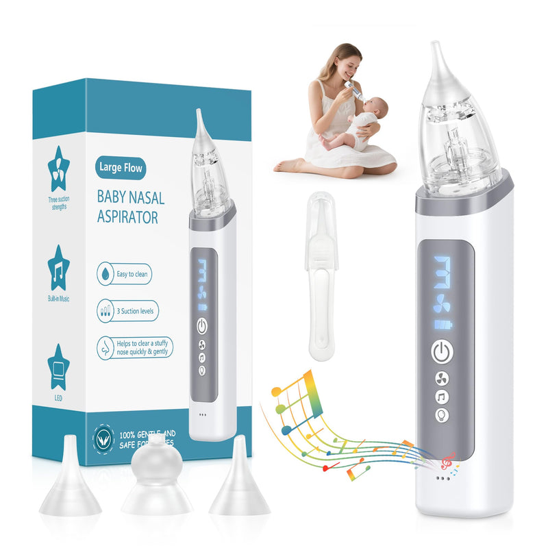 [Australia] - Nasal Aspirator for Baby, Electric Nose Sucker for Baby & Toddler, Congestion Relief with 3 Levels Suction,Soothing Light & Nursery Rhymes 