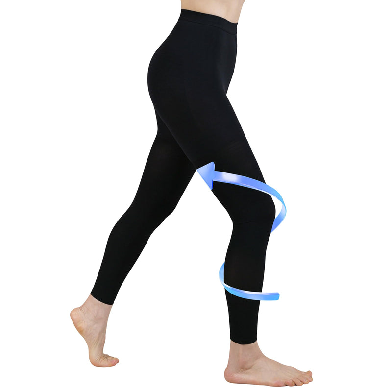 [Australia] - 20-30mmHg Medical Compression Pantyhose, Women Compression Stockings & Leggings, Opaque Footless High Waist Opaque Compression Tights for Varicose Veins, Graduated Support Hose for Doctor L Black 