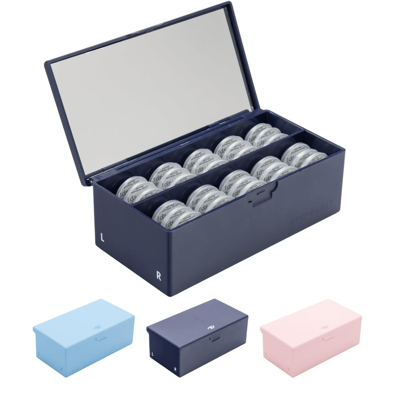 [Australia] - Daily Contact Lens Case - Travel Contact Case, Daily Lens Organizer, Flip Top Eye Contacts Carrier for Disposable Lenses & Dailies, Navy 
