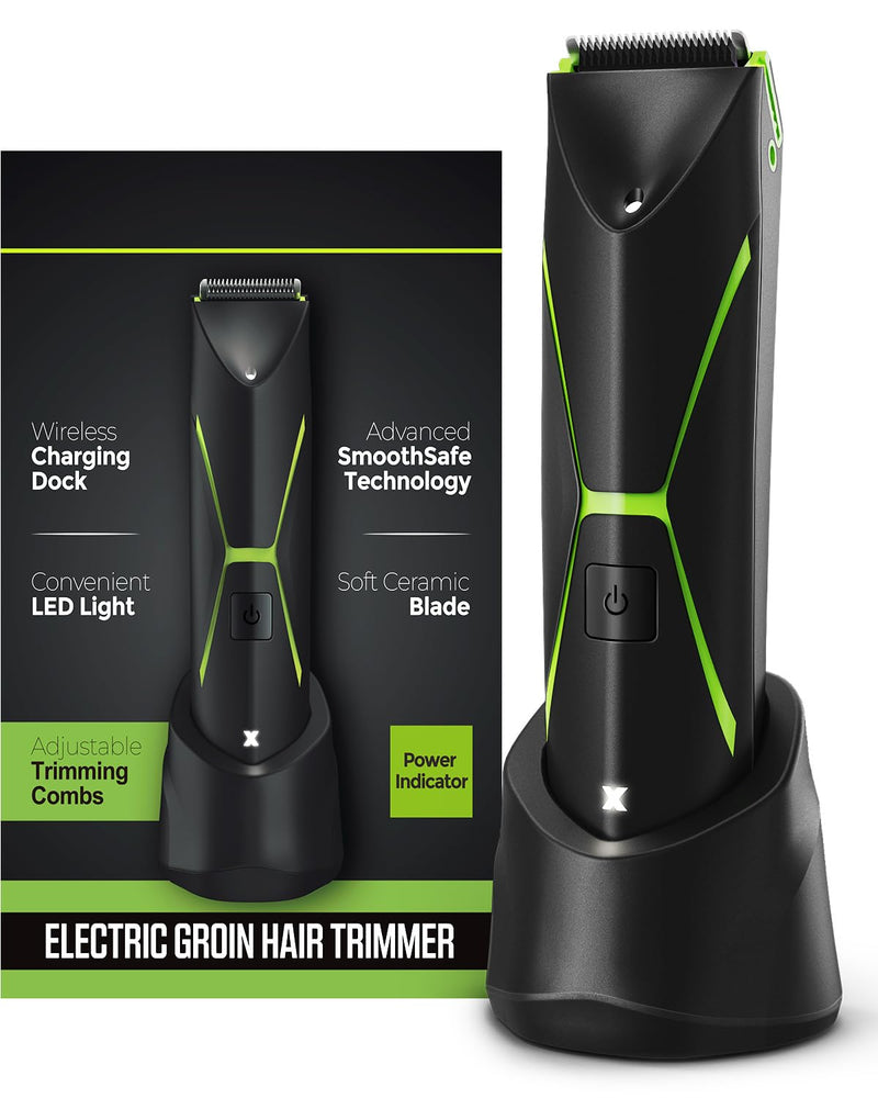 [Australia] - Electric Body Hair Trimmer for Men: Manscape Ball Trimmer Waterproof Pubic Hair Groomer Cordless Rechargeable Groin Shaver Replaceable Blade Wet/Dry Hygiene Razor Portable Body Grooming Travel Black 