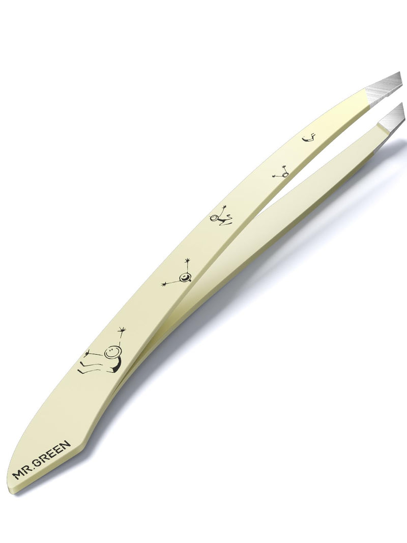 MR.GREEN Tweezers For Women Facial Hair, Professional Precision Eyebrow Tweezers for Women and Men, Stainless Steel Slanted Cute Hair Removal Plucker Mr-2193ow