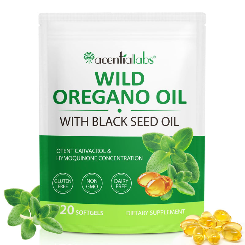 [Australia] - Oregano Oil Softgels Organic, 2 in 1 Formulated with Black Seed Oil 200mg, 120 Count Oregano Oil Supplement Capsules, Natural Defense Supplement, Non-GMO, Dairy Free, Gluten Free 1 Pack 