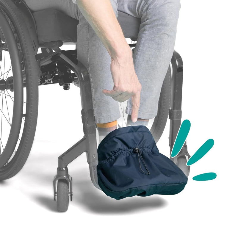 [Australia] - myFootCover Winter Cosy – Separate Wind & Waterproof Foot Cover with Fleece Lining for Wheelchair Users. Pairs with Wheelchair Rain Cover MyBlanket, Easy on/Off While Seated, Night Blue (One Size) 