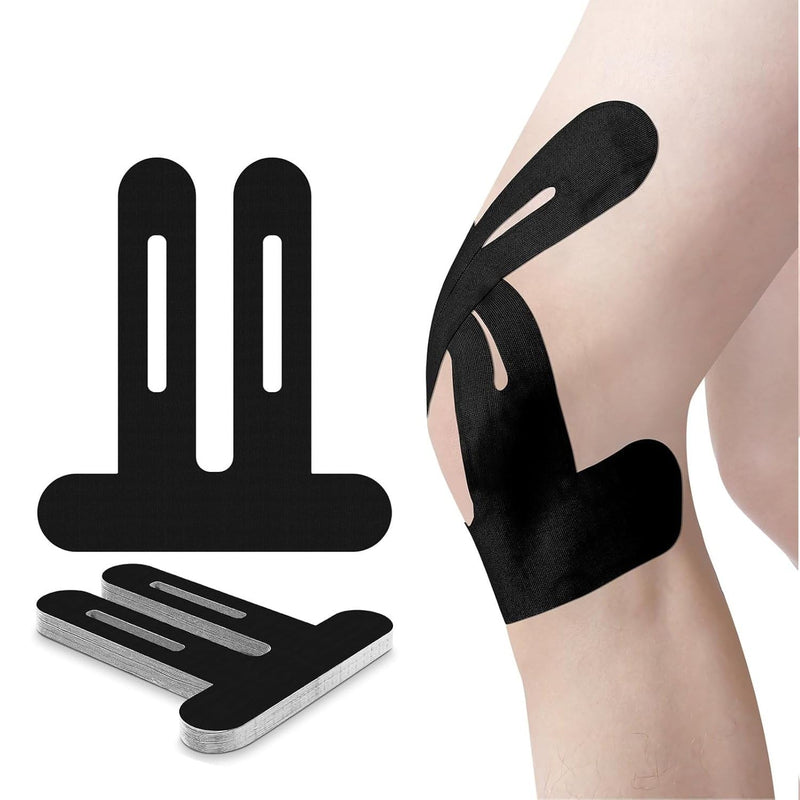 Precut Kinesiology Knee Tape Hypoallergenic Athletic for Knee Pain Knee Tape for Knee Pain Relief Pre Cut Knee Support & Stability, Pain Relief – Breathable Black 30 Count