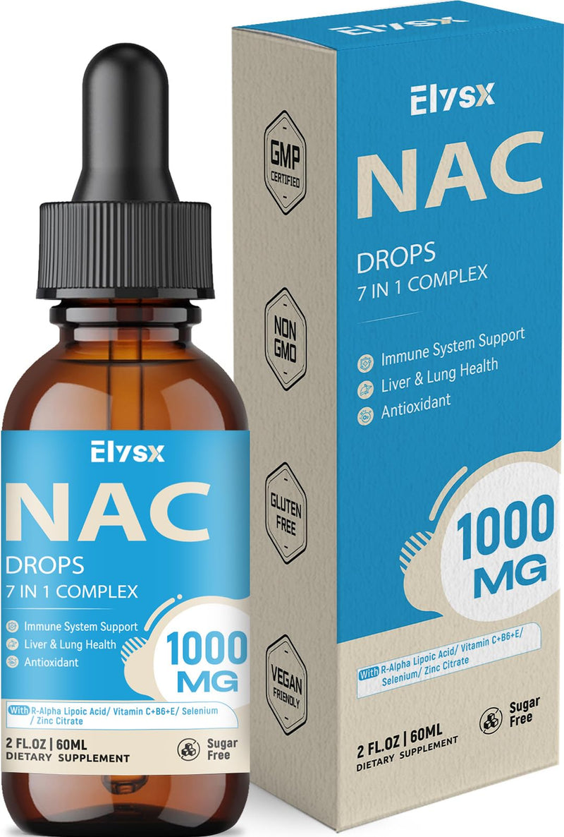 [Australia] - Liquid NAC Drops 1000MG, NAC Supplement N-Acetyl Cysteine with Alpha Lipoic Acid for Adults & Kids, Immune System & Antioxidant Support, Liver & Lung Health, Natural Lemon Flavor, Sugar Free, 2FL OZ 