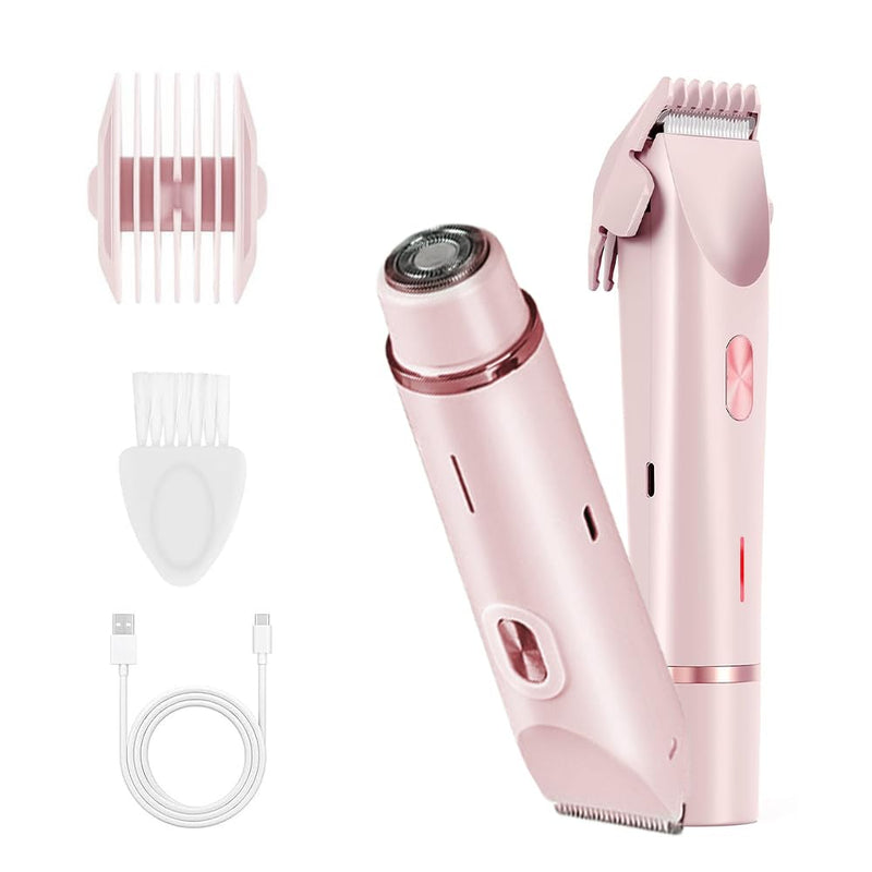 2 in 1 Womens Body Shaver,2025 Glow Aura Electric Razor, Dual Head Shaver Women, Electric Razor for Womens Legs, IPX7 Waterproof Wet & Dry Use Body Intimate Areas,Pink