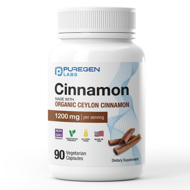[Australia] - Puregen Labs Organic Cinnamon (Ceylon Cinnamon) 1,200mg Serving 90 Veggie Caps - No Harmful Additives | Non-GMO | Gluten-Free ‚Äì Made in USA 