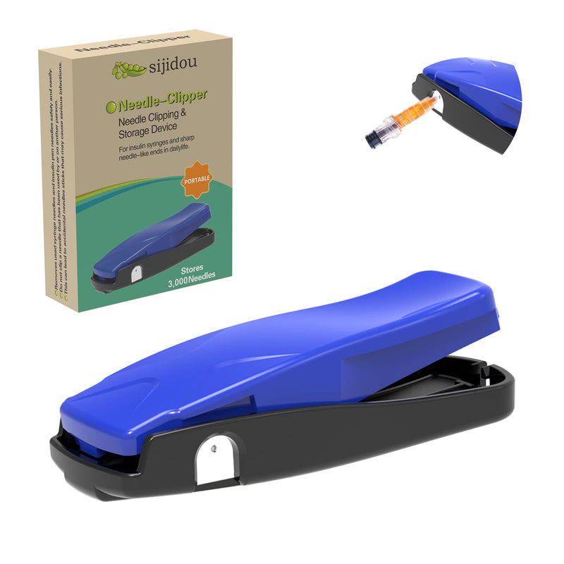 [Australia] - Needle Clipper for Insulin Syringe, Portable Sharps Container for Disposal Sharps, Compatible with 28-32Ga Syringe Needle, Fit Home and Travel Blue 