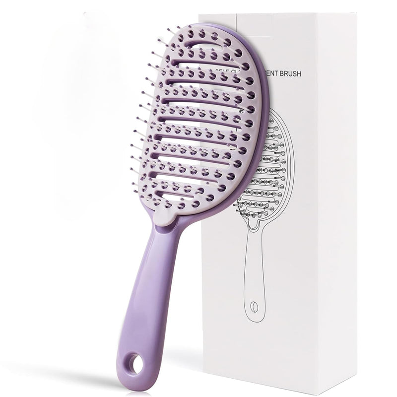 Self Cleaning Hair Brush for Men and Women,Detangle Brush with Removable Screen Manages Tangle and Uncontrollable Hair Purple