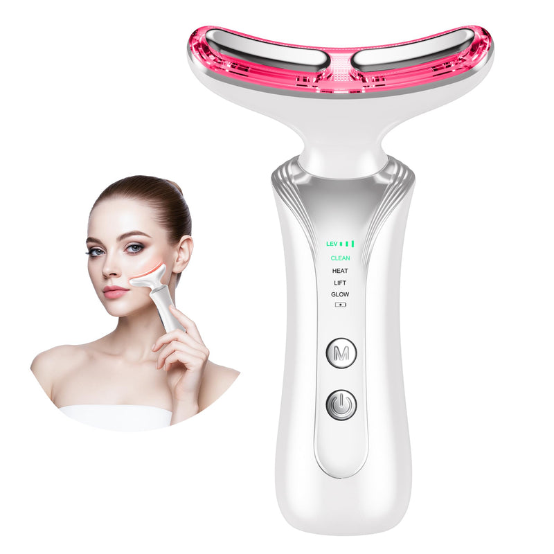 7 in 1 Multifunctional Facial Massager, Red Light Therapy for Face with 7 Modes, Face Lift Device, Portable Facial Massager for Wrinkles,Neck&Skin Care-White Black