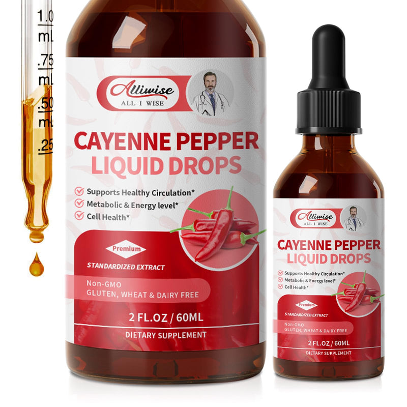 [Australia] - Cayenne Pepper Drops Supplement Liquid,with Hawthorn,Beet,Ginseng,Centella Asiatica,Grape,Turmeric for Energy,Circulation Original 2 Fl Oz (Pack of 1) 