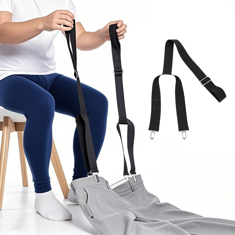 [Australia] - 2-Pack Dressing Aid Clips for Pants – Adjustable 26-41 Inches, Metal Clip & Nylon Strap – Independence Tool for Elderly, Disabled, Pregnant Women, Post-Surgery Recovery 