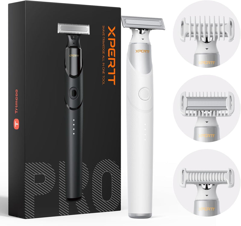 [Australia] - Electric Groin & Body Hair Trimmer - Painless Beard Razor for Men, All-in-One Body Groomer, Waterproof Wet/Dry Men's Ball Shaver with Magnetic Head, USB-C Charging, Easy Claen, White(Lite) White-Lite 