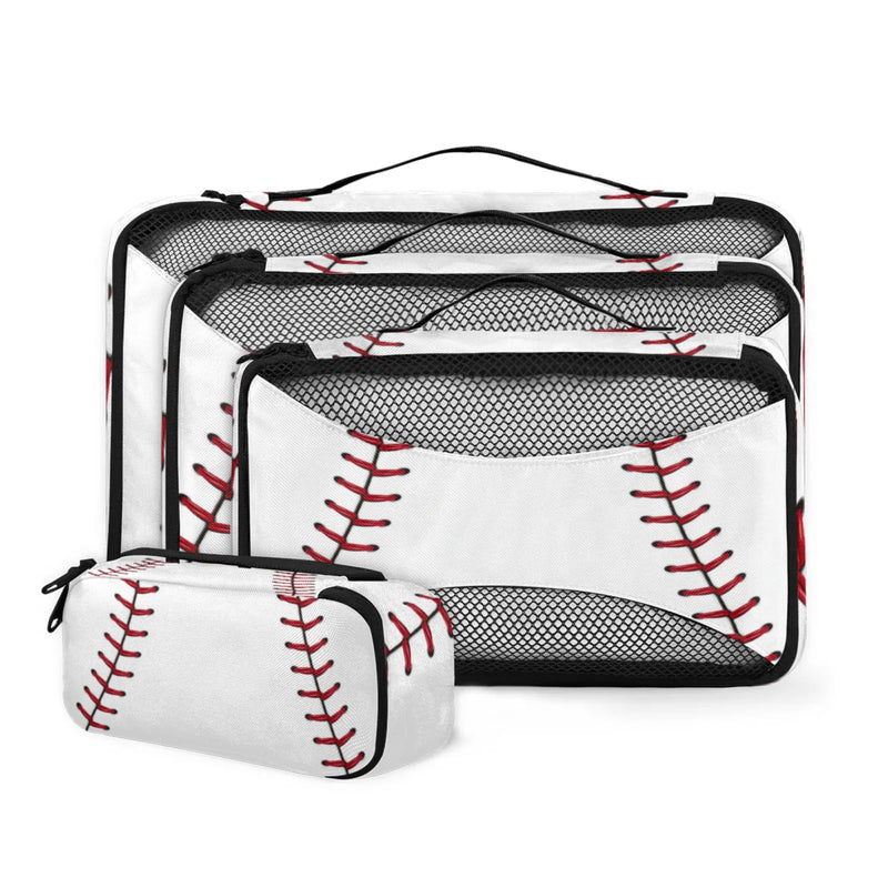Baseball Compression Packing Cubes for Travel,Expandable Cubes Storage Bag Carry on Luggage Organizers for Toiletry Clothes Shoe Accessories 4 Set e-05